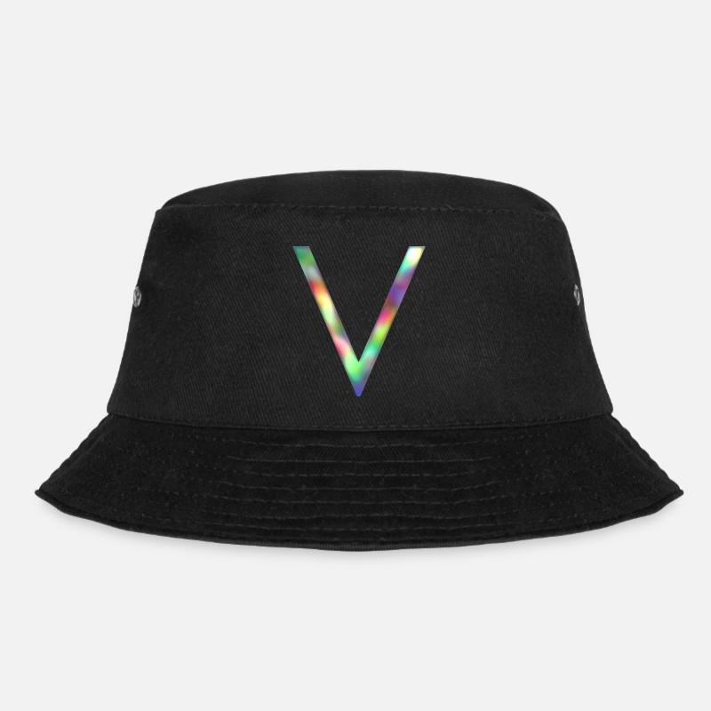 V - Buchstabe INITIALE - Bucket Hat - Schwarz