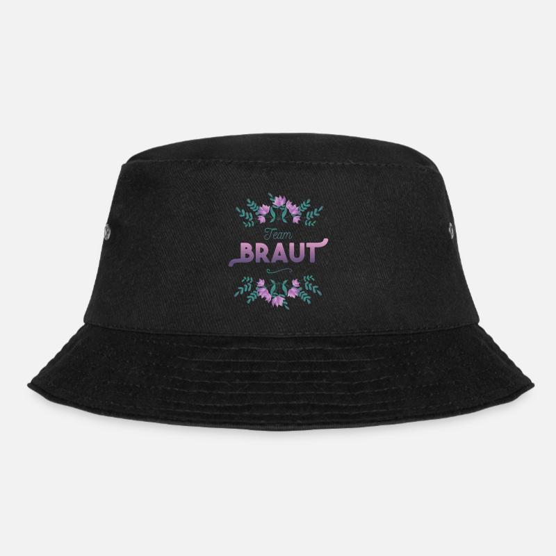 Team Braut mit Blumen Dekor - Bucket Hat - Schwarz
