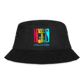 Geburtstag, Level 13 unlocked Geschenk - Bucket Hat - Schwarz - Vorne - Lela (165cm)