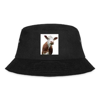 Cow. Kuh. koe. ko. vaca. ku. lehmä. vache - Bucket Hat - Schwarz - Vorne - Lela (165cm)