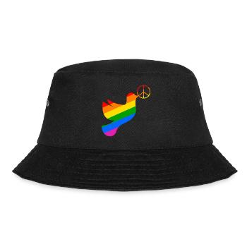 Friedenstaube in regenbogenfarben mit Peacezeichen - Bucket Hat - Schwarz - Vorne - Lela (165cm)
