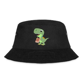 Dinosaurier frisst Klassenbuch für Lehrer Schüler - Bucket Hat - Schwarz - Vorne - Lela (165cm)