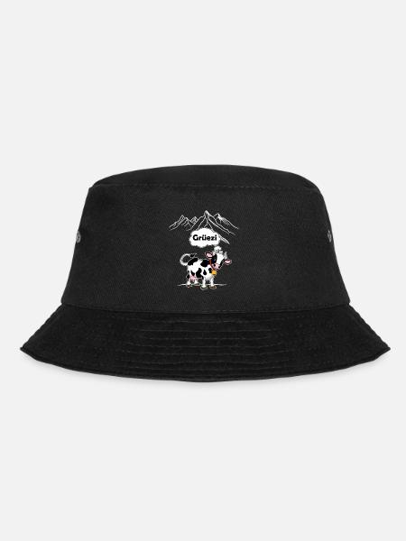 Swiss Cow - Grüezi - Switzerland Travel - Bucket Hat - black