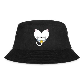 Katzenherz-Design für Katzenfans - Bucket Hat - Schwarz - Vorne - Lela (165cm)