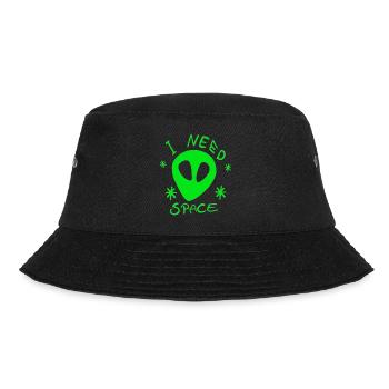 Alien grün I NEED SPACE Universum Galaxie Sterne - Bucket Hat - Schwarz - Vorne - Lela (165cm)