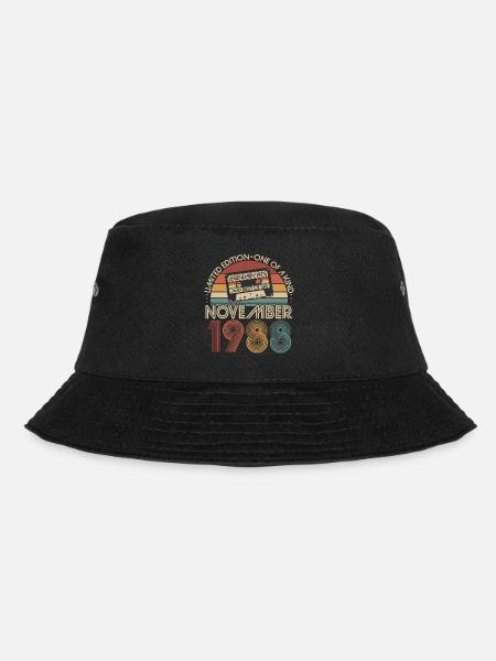 November 1988 Jahrgang geboren Retro Geburtstag - Bucket Hat - Schwarz
