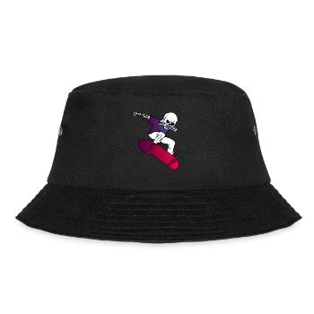 Skater Skelett Skateboard Longboard Halfpipe - Bucket Hat - Schwarz - Vorne - Lela (165cm)