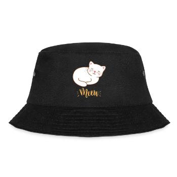 Cute Kawaii Funny Cat Saying Meow - Bucket Hat - black - Front - Lela (165cm)