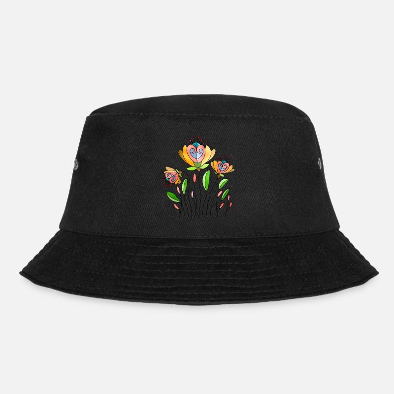 Blumen - Bucket Hat - Schwarz