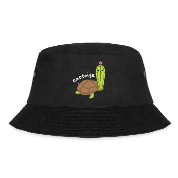 Cactoise Cactus Turtle Funny Animal Puns - Bucket Hat - black - Front - Lela (165cm)