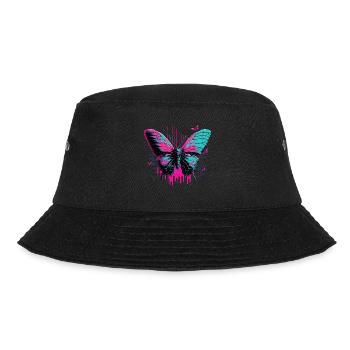 Bemalter Schmetterling Vaporwave - Bucket Hat - Schwarz - Vorne - Lela (165cm)