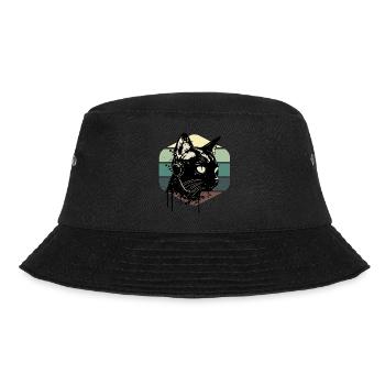 Cat Wearing Headphones | cat wearing earphones - Bucket Hat - black - Front - Lela (165cm)