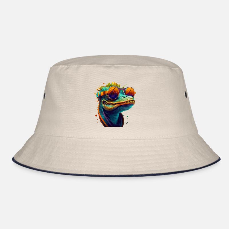 Kroko oder Alligator mit Sonnenbrille im Sommer Bucket Hat