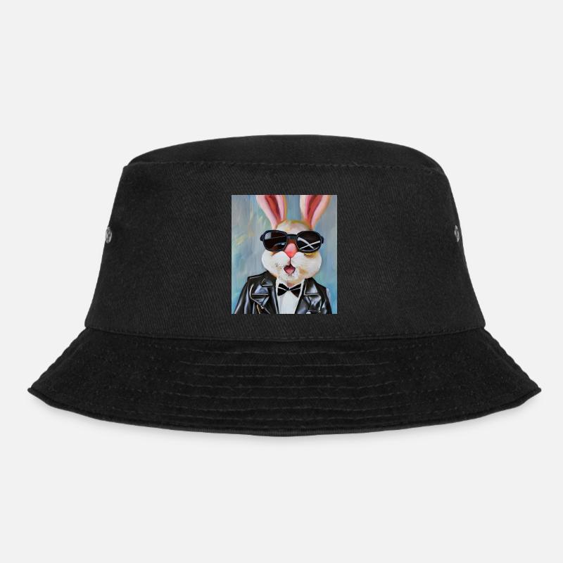 Stylischer Hase - Bucket Hat - Schwarz