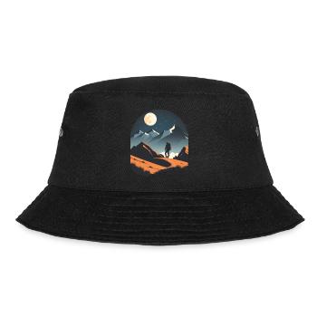 Night mountain hike. Outdoor motif - Bucket Hat - black - Front - Lela (165cm)