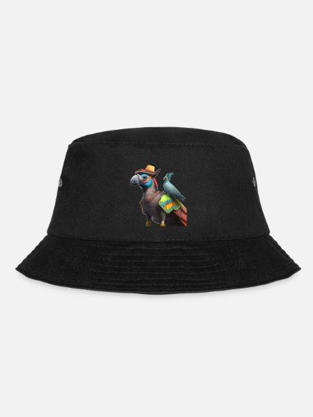 Papagei mit Kumpel Geschenk - Bucket Hat - Schwarz