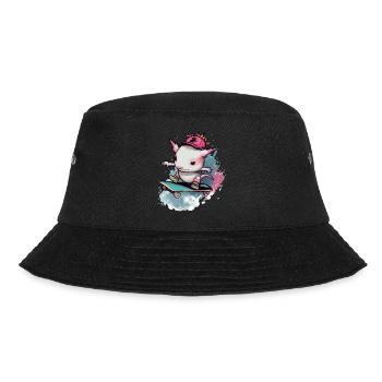 Koki der Axolotl - Bucket Hat - Schwarz - Vorne - Lela (165cm)