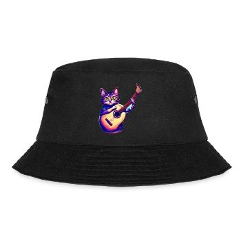 Guitarist Domestic Cat Cat Guitar Cat Kitten - Bucket Hat - black - Front - Lela (165cm)