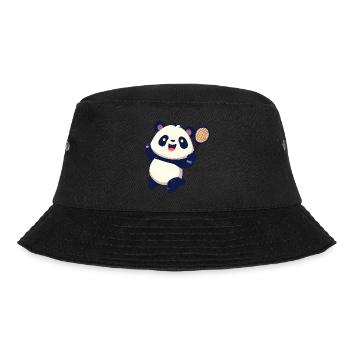 Pandabär spielt Badminton Tennis und lacht - Bucket Hat - Schwarz - Vorne - Lela (165cm)