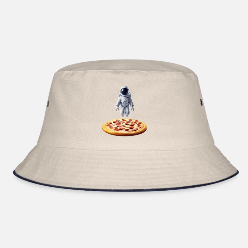 Schwebender Astronaut über Pizza Bucket Hat