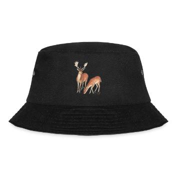 Damhirsch und Hirschkuh - Bucket Hat - Schwarz - Vorne - Lela (165cm)