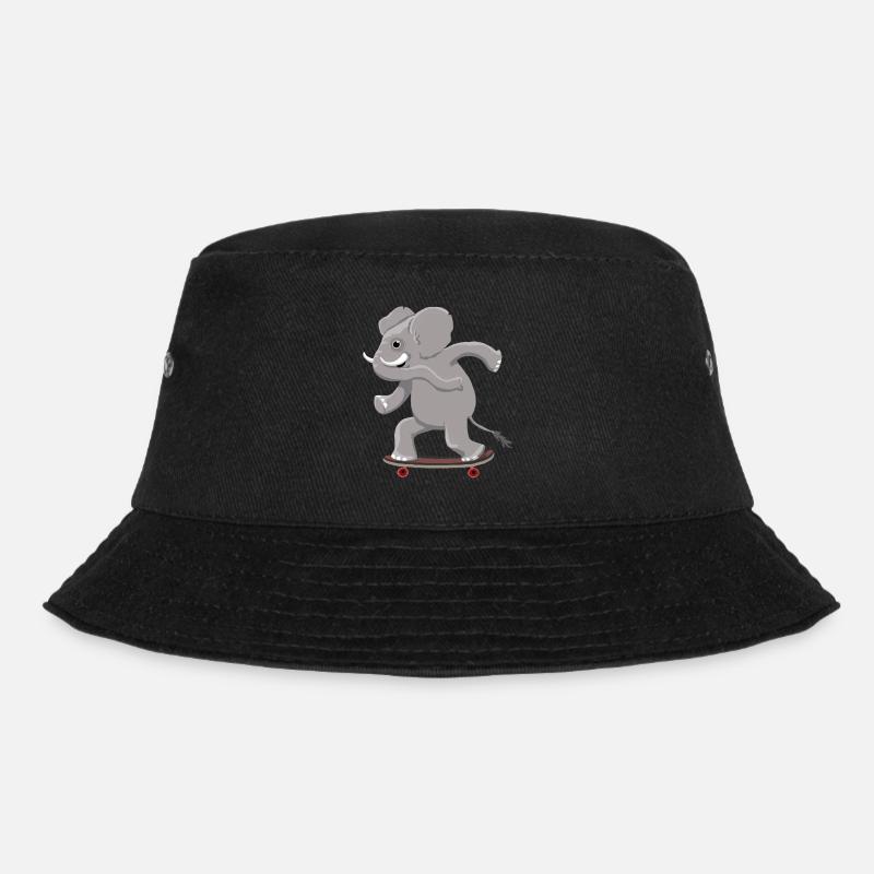 Elefant auf Skateboard - Bucket Hat - Schwarz