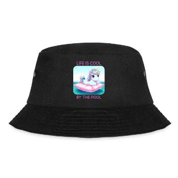 Unicorn In Pool Summer Bathing Holiday Gift - Bucket Hat - black - Front - Lela (165cm)
