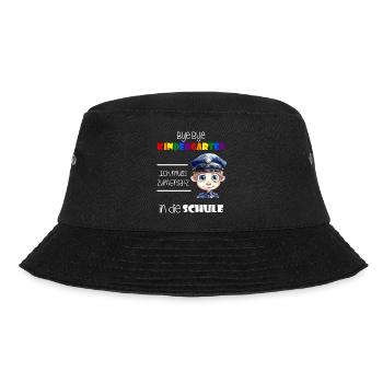 Bye Bye Kindergarten - Einschulung Polizist - Bucket Hat - Schwarz - Vorne - Lela (165cm)