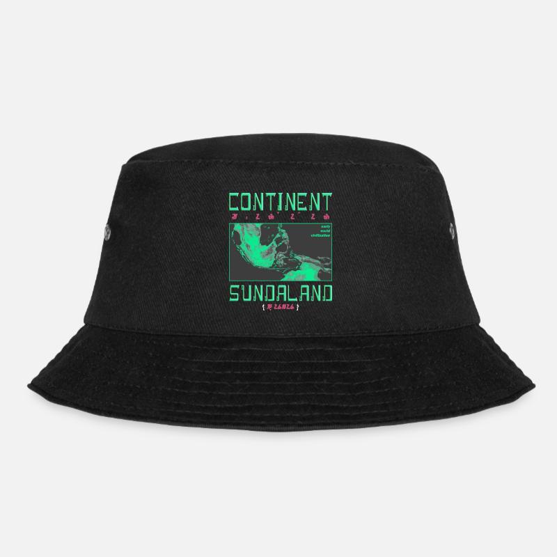 Old Map Continent Sundanese Graphic - Bucket Hat - black