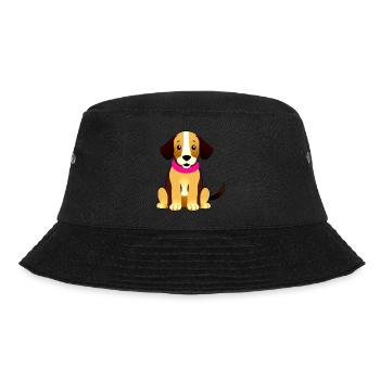 Brauner süßer Hund, sitzend - Bucket Hat - Schwarz - Vorne - Lela (165cm)