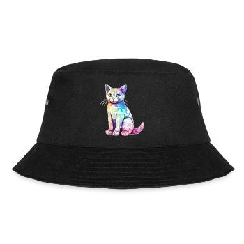 Hako, die bunte Katze - Bucket Hat - Schwarz - Vorne - Lela (165cm)