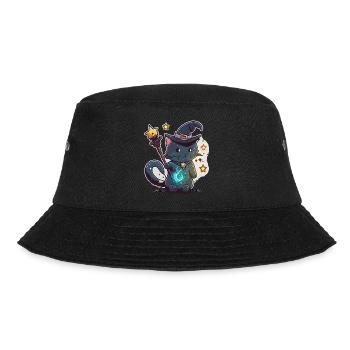 Katzen-Magier - Bucket Hat - Schwarz - Vorne - Lela (165cm)