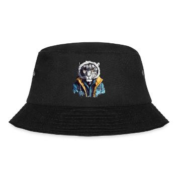 Streetstyle Schneeleopard | Leoparden-Liebhaber - Bucket Hat - Schwarz - Vorne - Lela (165cm)