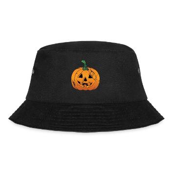Kürbis-Kürbis-Laterne - Bucket Hat - Schwarz - Vorne - Lela (165cm)