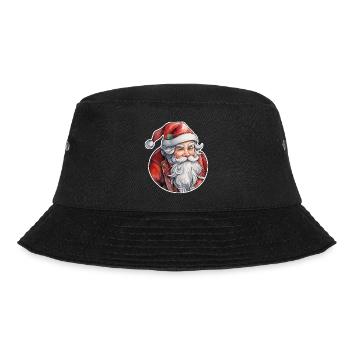 Weihnachtsmann - Traditionell und Aquarell - Bucket Hat - Schwarz - Vorne - Lela (165cm)