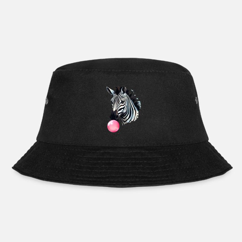 Lustiges Zebra Bubblegum Kaugummi - Bucket Hat - Schwarz