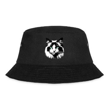 Sympathisches Katzengesicht - Bucket Hat - Schwarz - Vorne - Lela (165cm)
