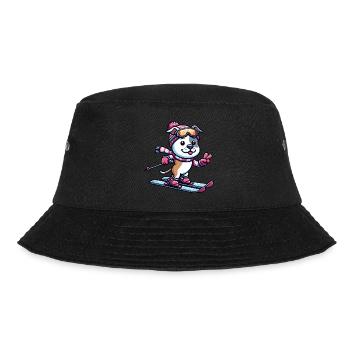 Winterfreude mit Staffordshire Terrier - Skifahren - Bucket Hat - Schwarz - Vorne - Lela (165cm)