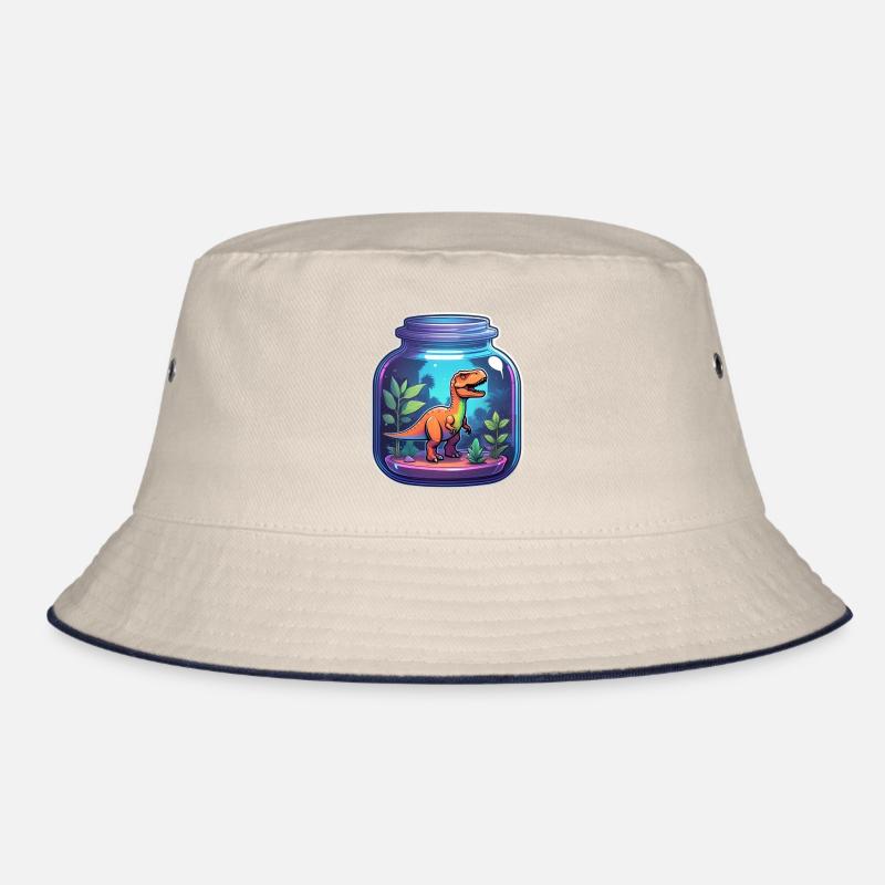 Dinosaurier in einem Cartoon-Glas Bucket Hat