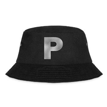 Buchstabe P Silber - Bucket Hat - Schwarz - Vorne - Lela (165cm)