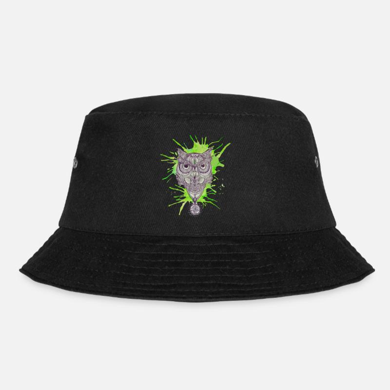 Mandala-Eule - Platsch - Bucket Hat - Schwarz