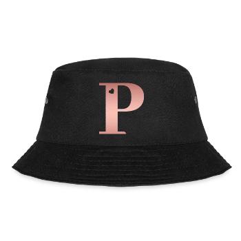 Buchstabe P roségold - Bucket Hat - Schwarz - Vorne - Lela (165cm)
