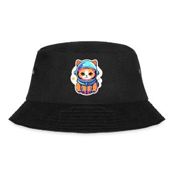 Katze Astronaut Illustration - Bucket Hat - Schwarz - Vorne - Lela (165cm)