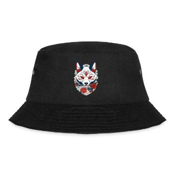 Japanese Kitsune Yokai Ukiyo-E Streetwear - Bucket Hat - black - Front - Lela (165cm)