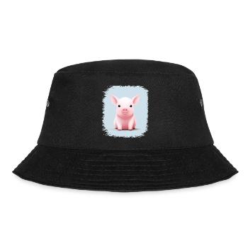bacon barnyard gift animal lovers funny quote - Bucket Hat - Schwarz - Vorne - Lela (165cm)