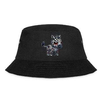 Cyborg Zebra: Roboter mit Roten Augen - Bucket Hat - Schwarz - Vorne - Lela (165cm)