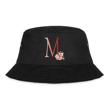 Buchstabe M mit Blumen - Bucket Hat - Schwarz - Vorne - Lela (165cm)