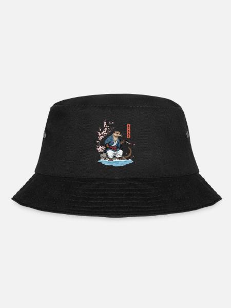 Kawaii Samurai Otter Ukiyo-E Kunst Streetwear - Bucket Hat - Schwarz