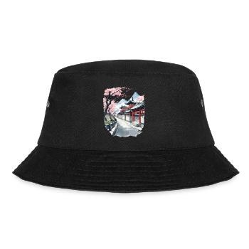 Japan Vintage Aesthetic Retro Streetwear Design - Bucket Hat - black - Front - Lela (165cm)