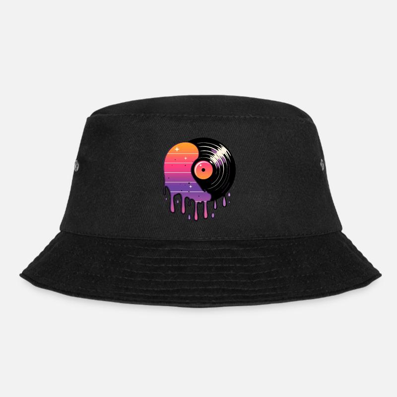 Kosmische Vinyl-Schallplatte - Bucket Hat - Schwarz
